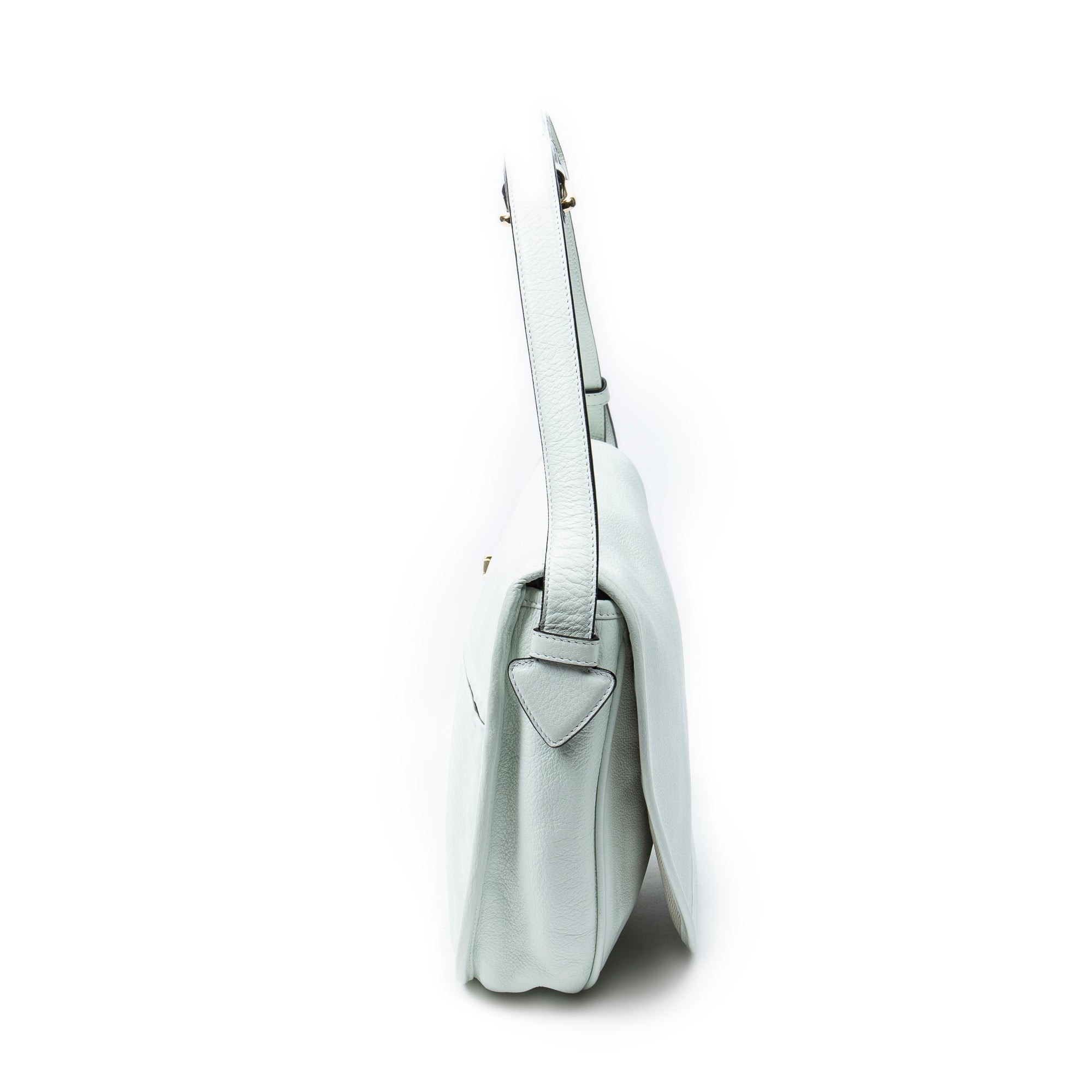 Shoulder Bag Heritage Flap Messenger White Grained Calfskin Leather