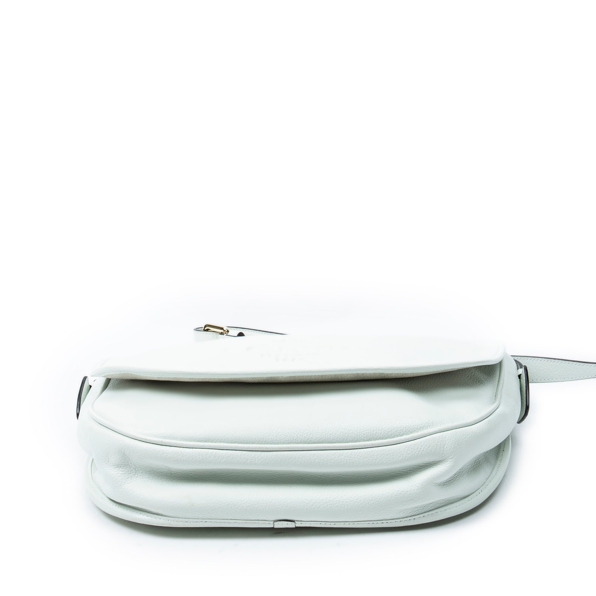 Shoulder Bag Heritage Flap Messenger White Grained Calfskin Leather