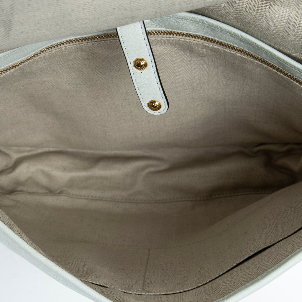 Shoulder Bag Heritage Flap Messenger White Grained Calfskin Leather