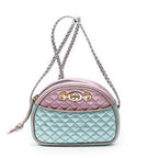 Shoulder Bag Trapuntata Mini Camera Crossbody Light Pink Quilted Metallic Leather