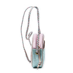 Shoulder Bag Trapuntata Mini Camera Crossbody Light Pink Quilted Metallic Leather