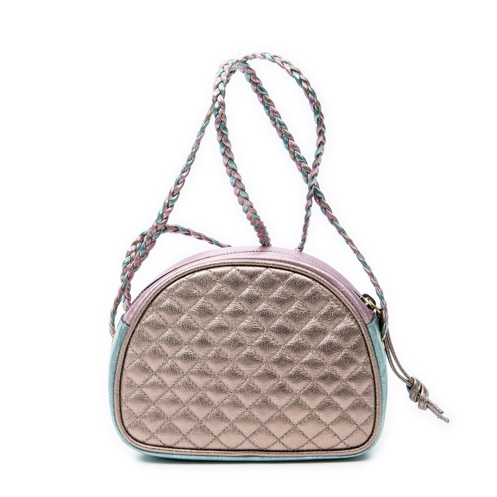 Shoulder Bag Trapuntata Mini Camera Crossbody Light Pink Quilted Metallic Leather