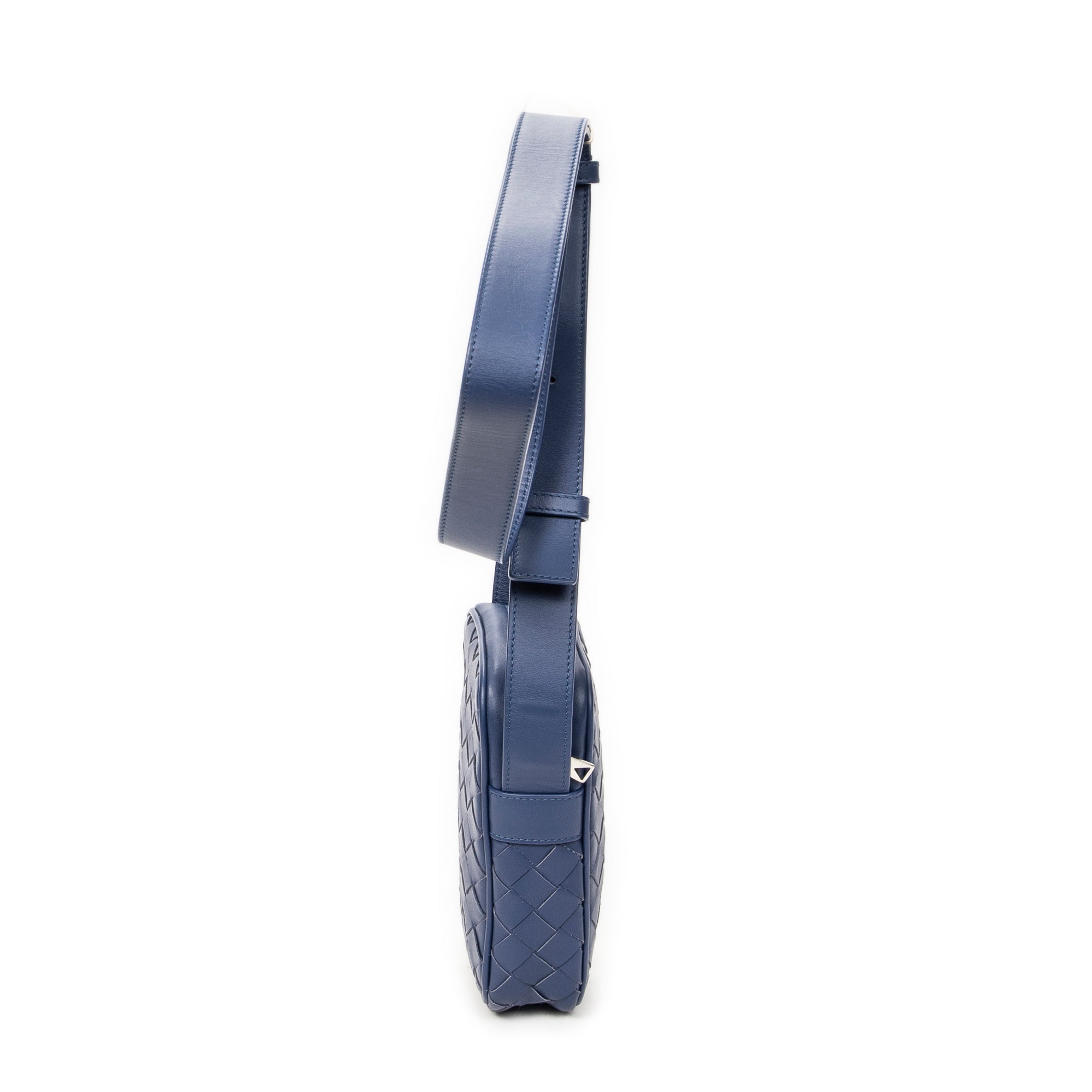 Shoulder Bag Phone Pouch Crossbody Blue Intrecciato Leather