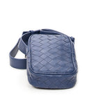 Shoulder Bag Phone Pouch Crossbody Blue Intrecciato Leather
