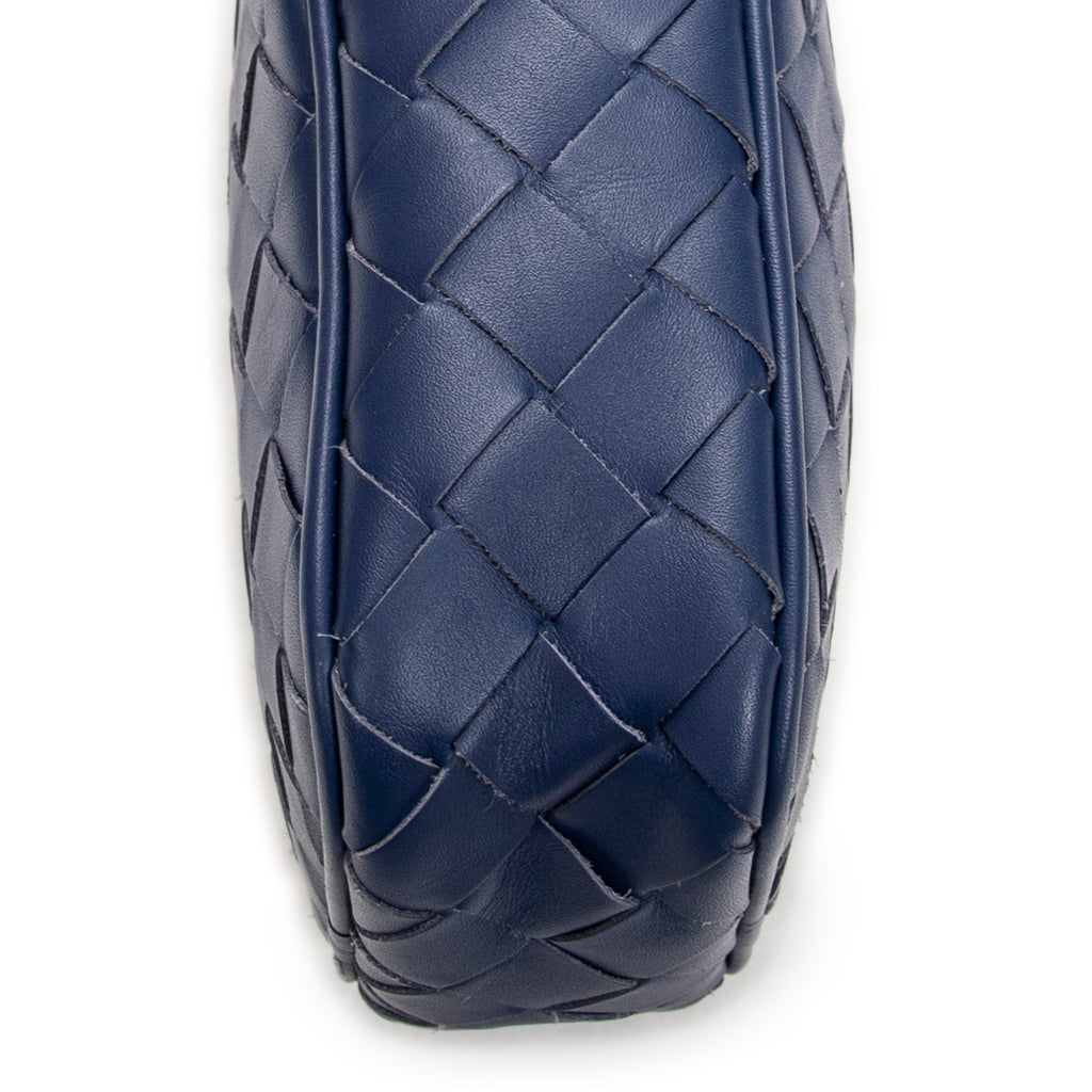 Shoulder Bag Phone Pouch Crossbody Blue Intrecciato Leather