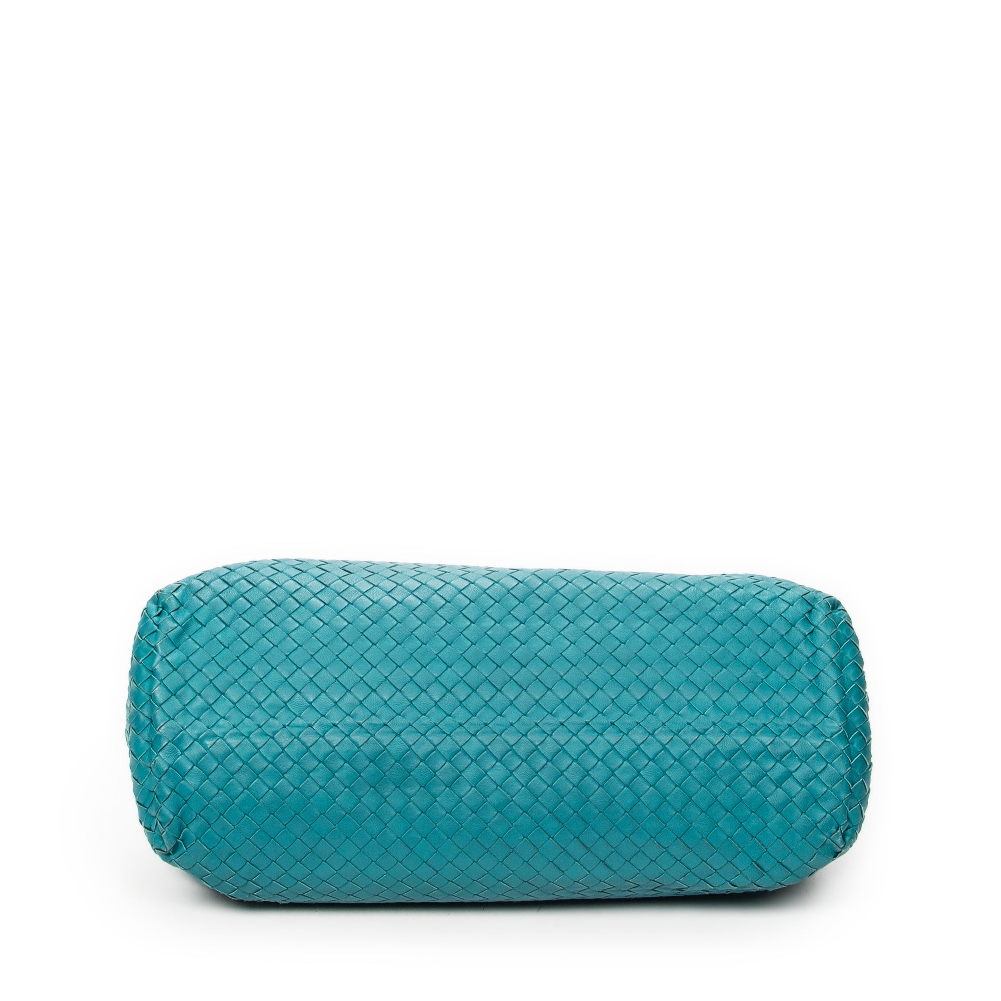 Shoulder Bag Chain Shopping Tote Teal Intrecciato Leather