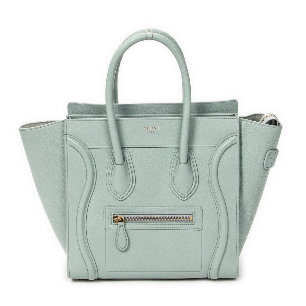 Handbag Micro Luggage Light Blue Grained Calfskin Leather