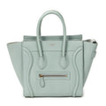 Handbag Micro Luggage Light Blue Grained Calfskin Leather