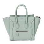 Handbag Micro Luggage Light Blue Grained Calfskin Leather