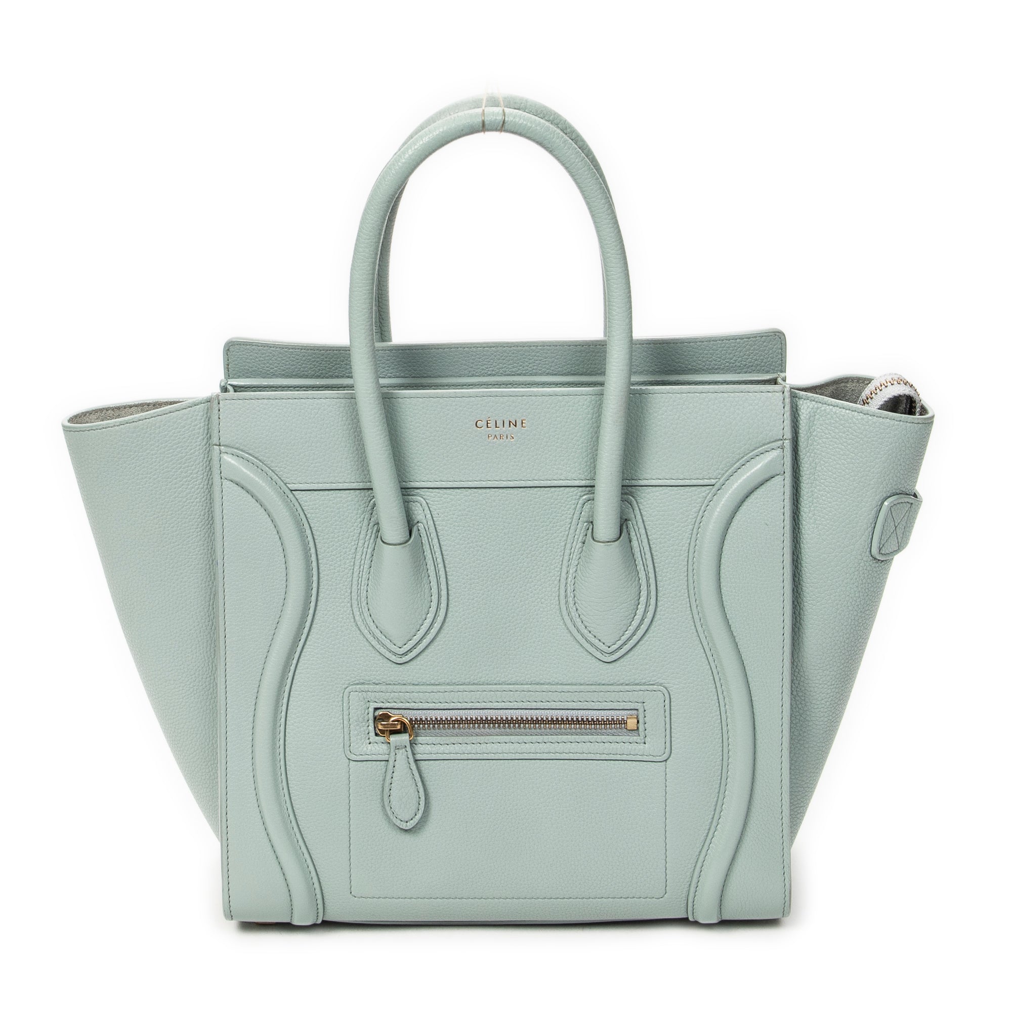 Handbag Micro Luggage Light Blue Grained Calfskin Leather