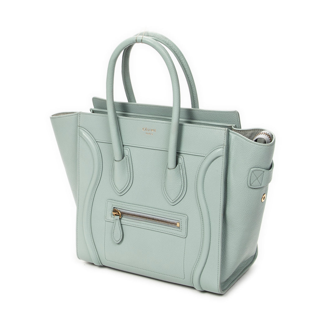 Handbag Micro Luggage Light Blue Grained Calfskin Leather