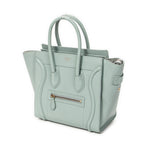 Handbag Micro Luggage Light Blue Grained Calfskin Leather