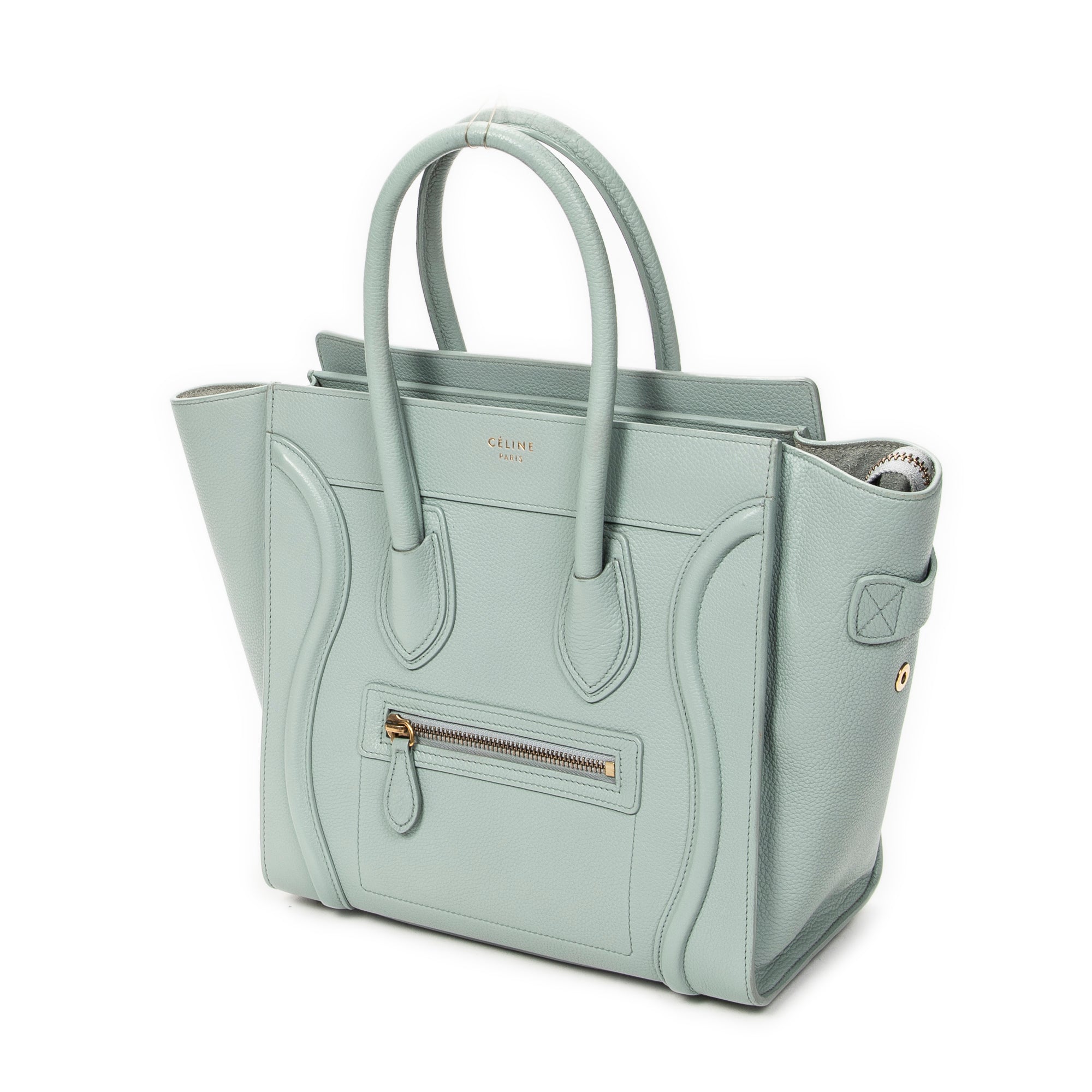 Handbag Micro Luggage Light Blue Grained Calfskin Leather