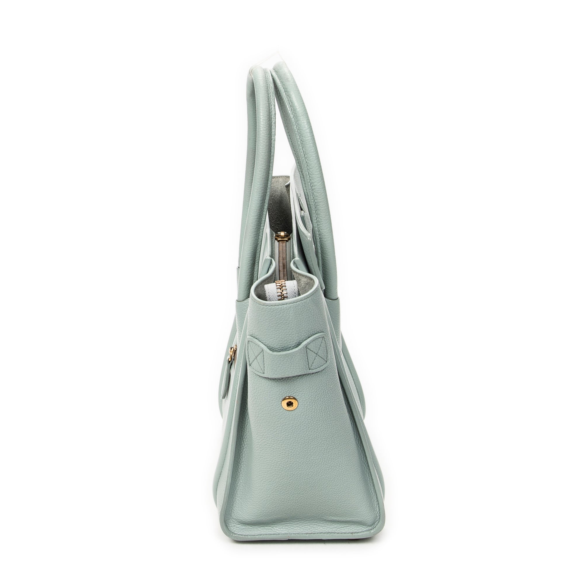 Handbag Micro Luggage Light Blue Grained Calfskin Leather