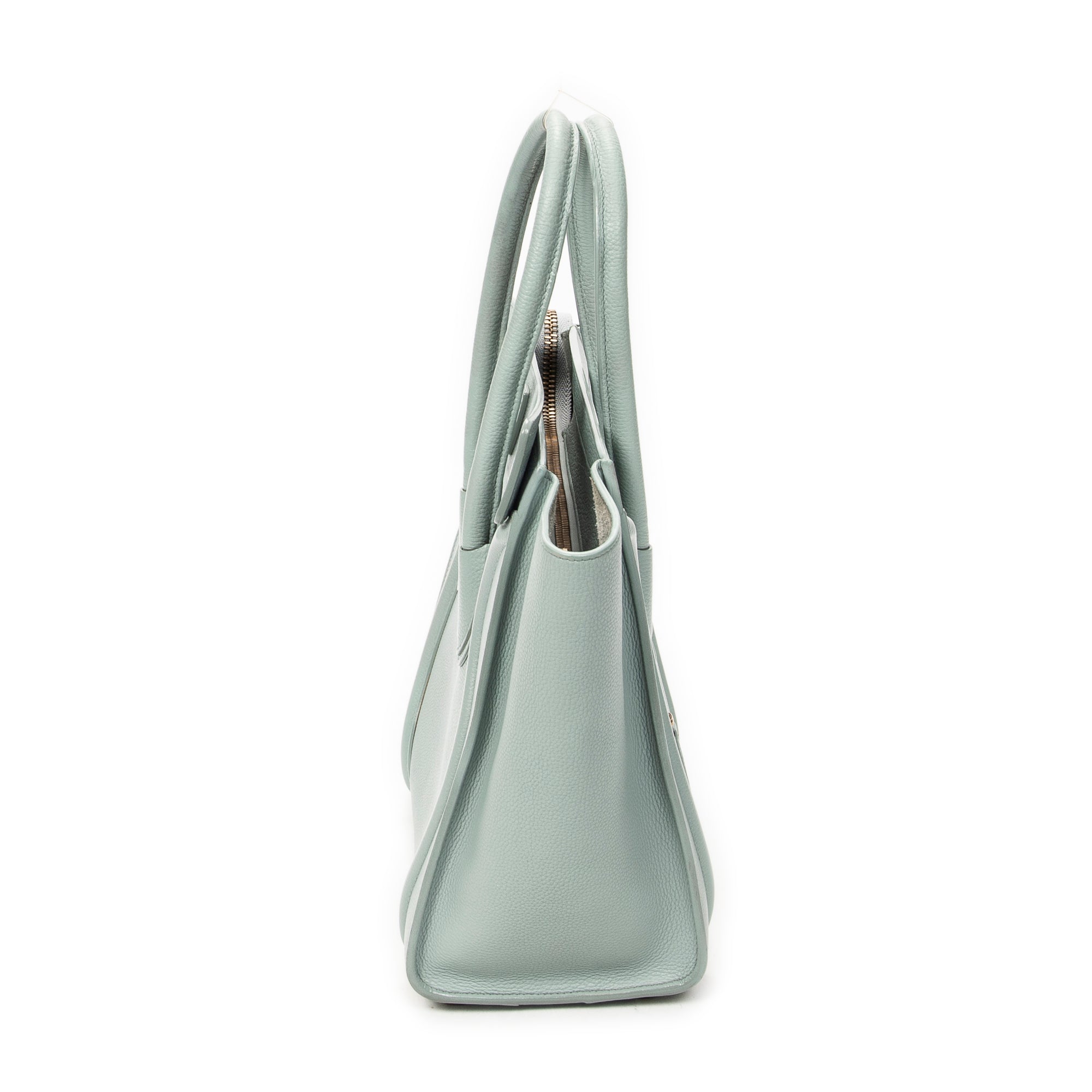 Handbag Micro Luggage Light Blue Grained Calfskin Leather
