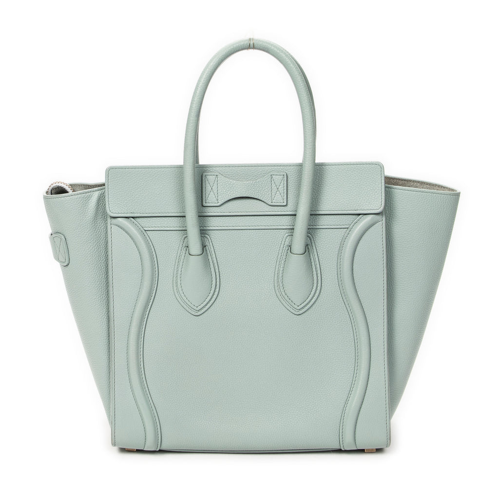 Handbag Micro Luggage Light Blue Grained Calfskin Leather