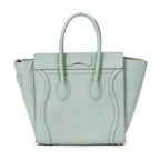 Handbag Micro Luggage Light Blue Grained Calfskin Leather