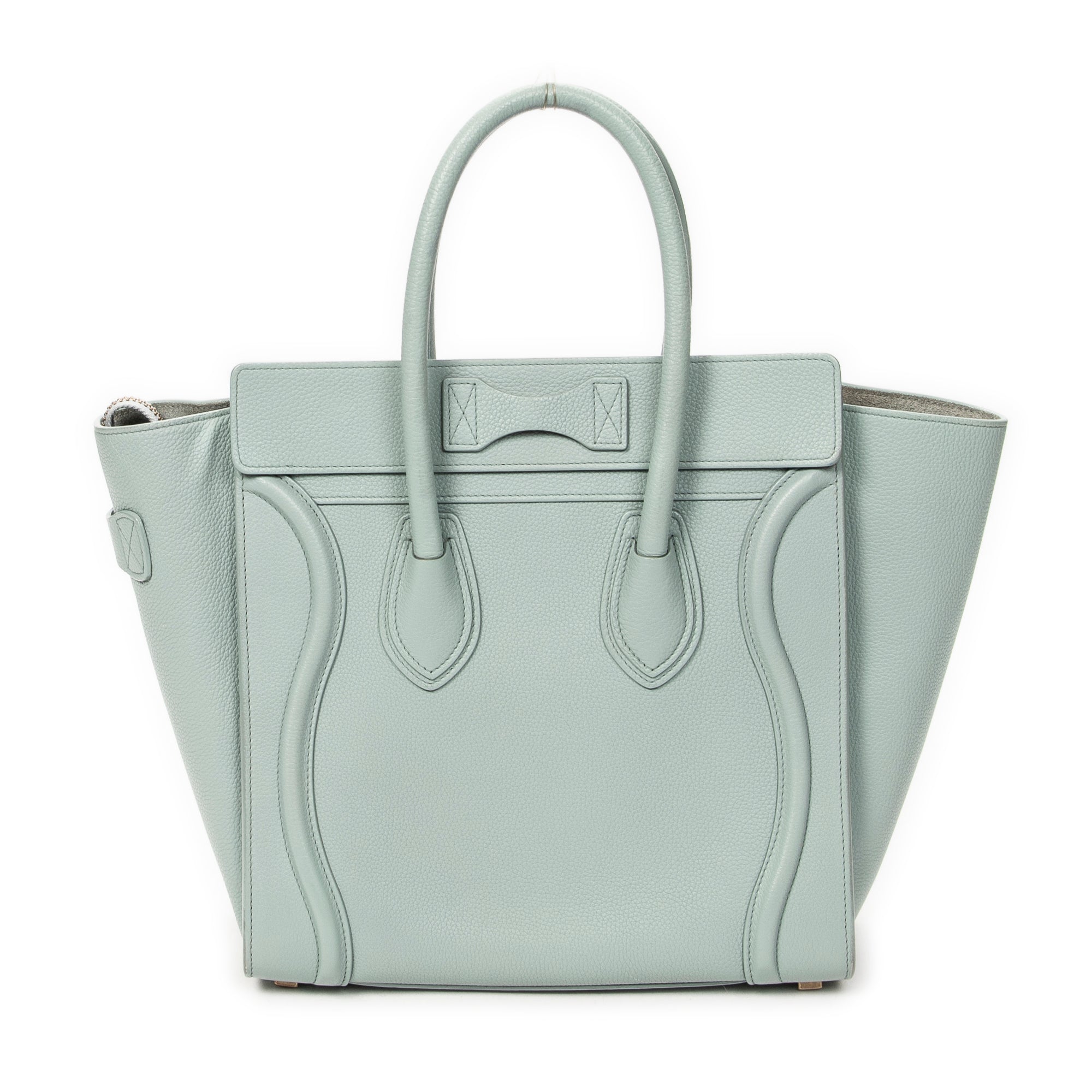 Handbag Micro Luggage Light Blue Grained Calfskin Leather
