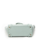 Handbag Micro Luggage Light Blue Grained Calfskin Leather