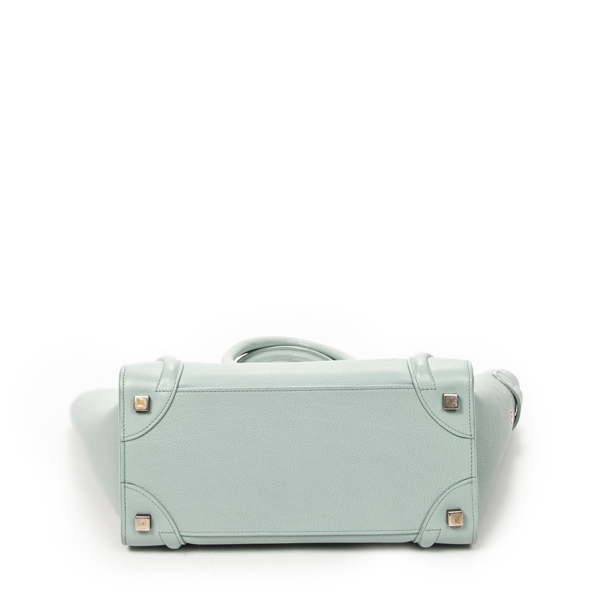 Handbag Micro Luggage Light Blue Grained Calfskin Leather