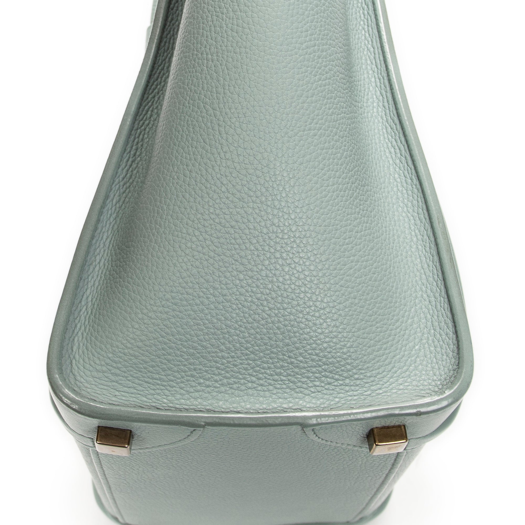 Handbag Micro Luggage Light Blue Grained Calfskin Leather