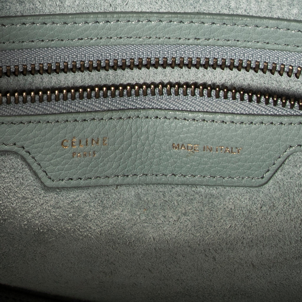 Handbag Micro Luggage Light Blue Grained Calfskin Leather