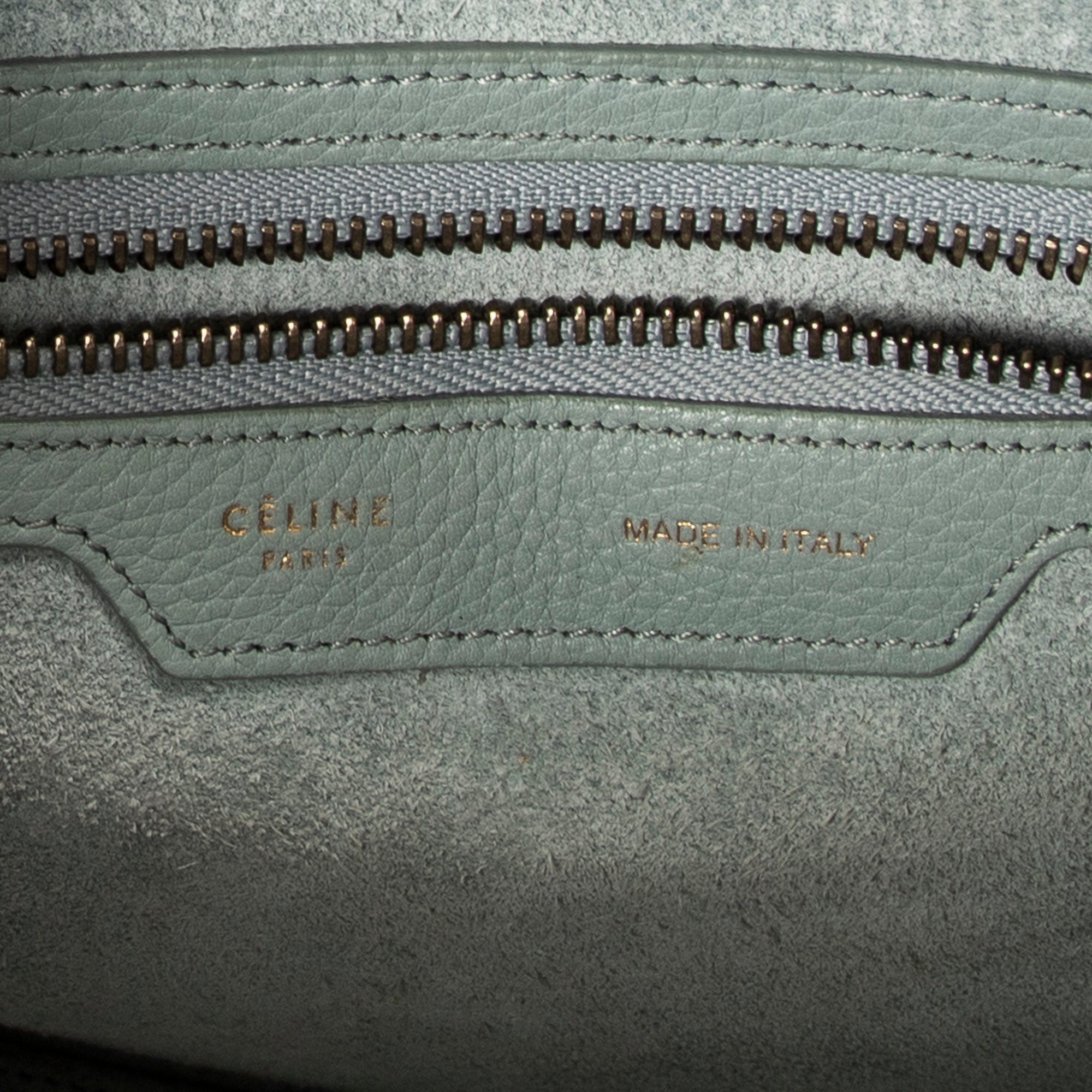 Handbag Micro Luggage Light Blue Grained Calfskin Leather