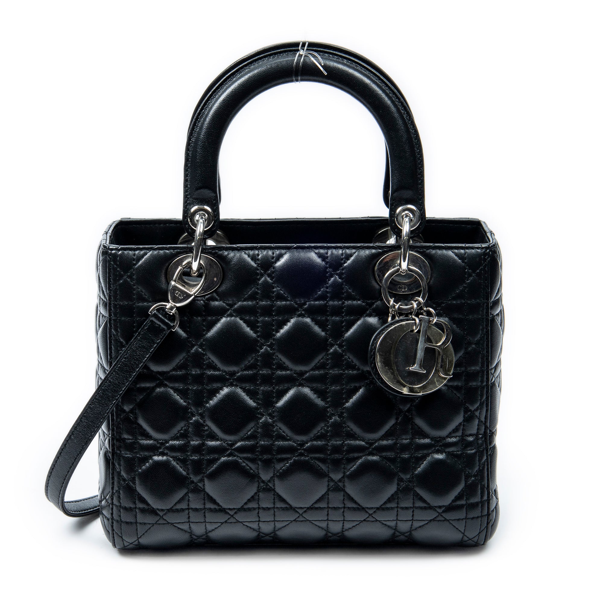 Shoulder Bag Medium Lady Dior Zip Black Cannage Lambskin Leather