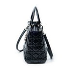 Shoulder Bag Medium Lady Dior Zip Black Cannage Lambskin Leather