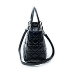Shoulder Bag Medium Lady Dior Zip Black Cannage Lambskin Leather