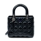 Shoulder Bag Medium Lady Dior Zip Black Cannage Lambskin Leather