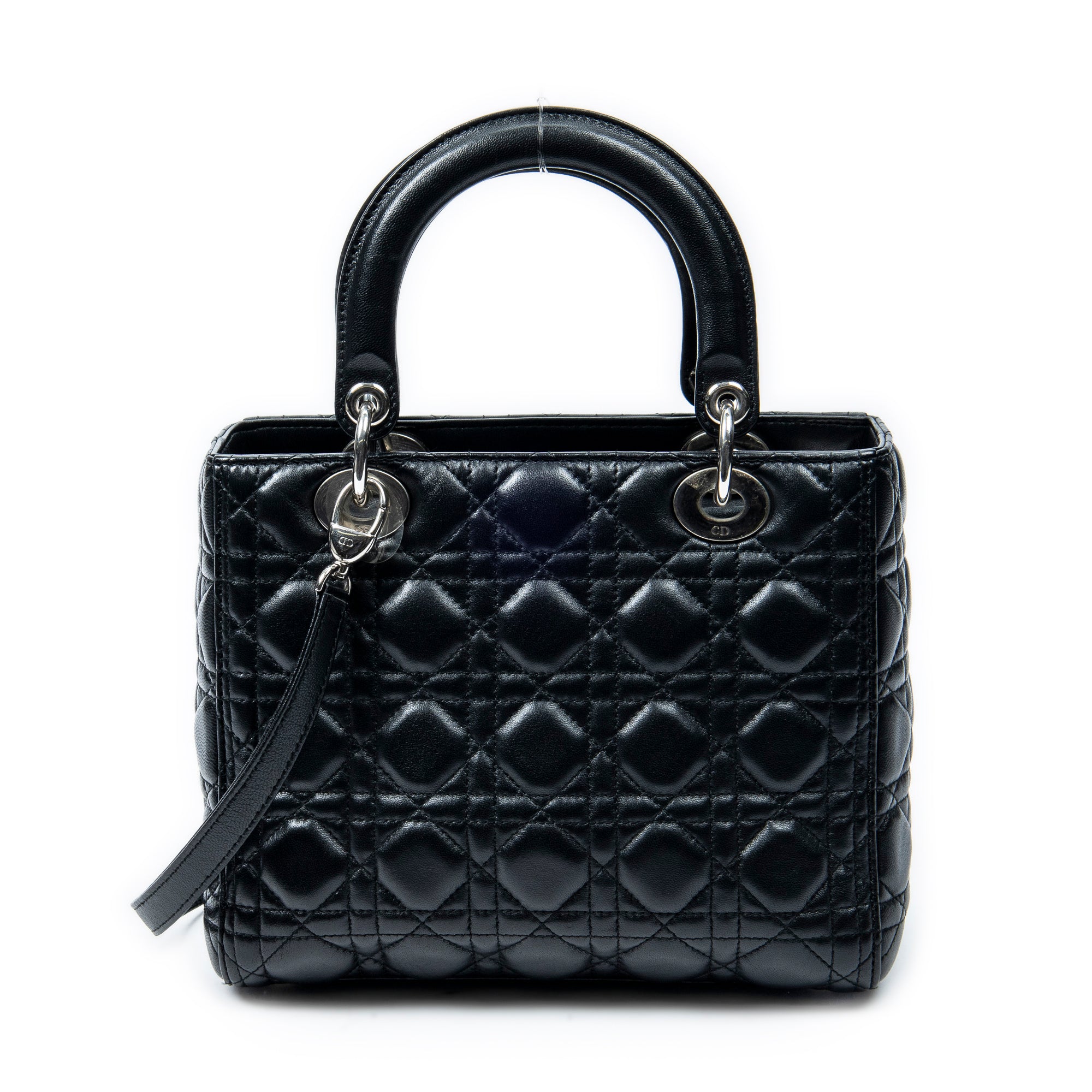 Shoulder Bag Medium Lady Dior Zip Black Cannage Lambskin Leather