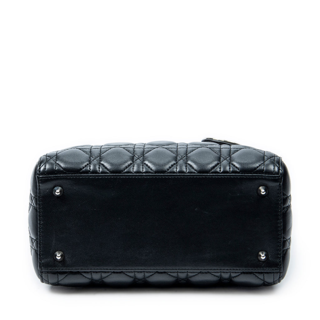 Shoulder Bag Medium Lady Dior Zip Black Cannage Lambskin Leather