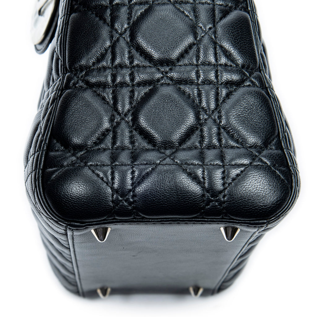 Shoulder Bag Medium Lady Dior Zip Black Cannage Lambskin Leather