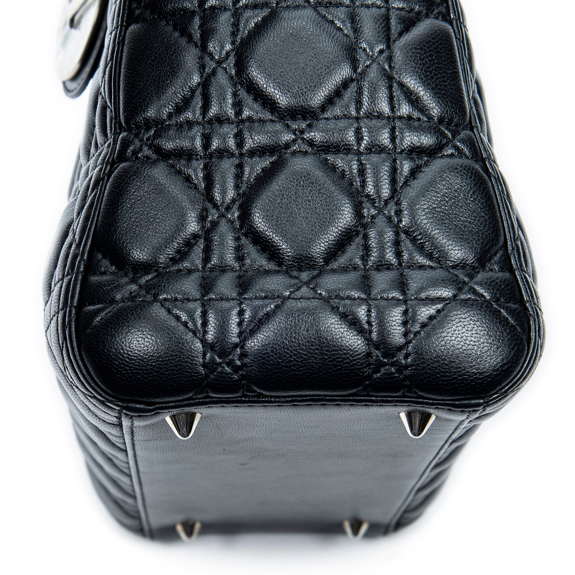 Shoulder Bag Medium Lady Dior Zip Black Cannage Lambskin Leather
