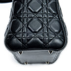 Shoulder Bag Medium Lady Dior Zip Black Cannage Lambskin Leather