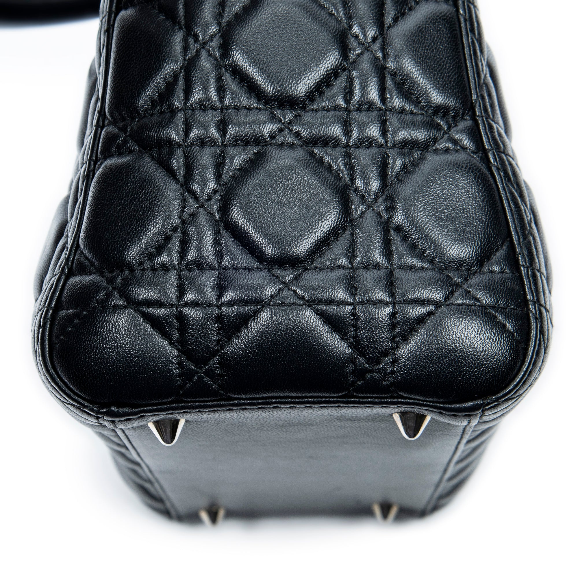 Shoulder Bag Medium Lady Dior Zip Black Cannage Lambskin Leather