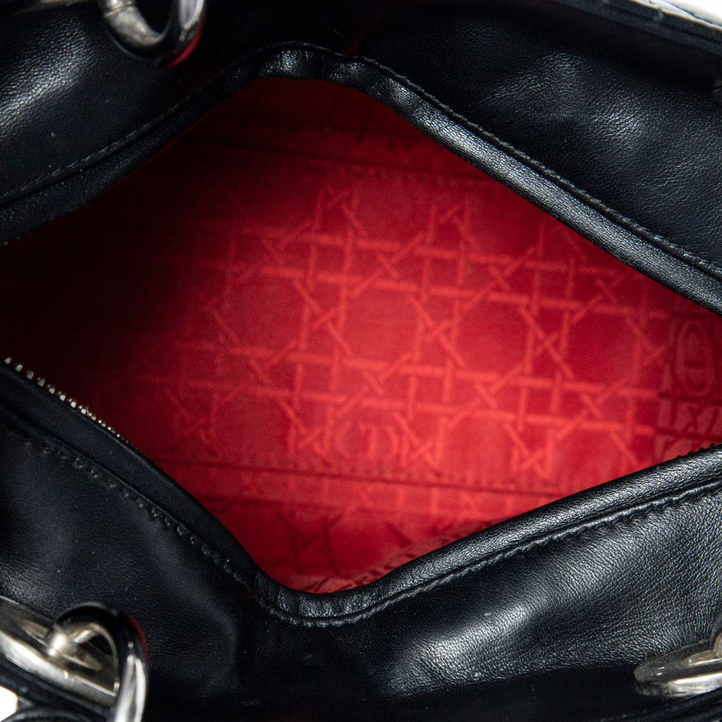 Shoulder Bag Medium Lady Dior Zip Black Cannage Lambskin Leather