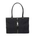 Shoulder Bag Large Square Tote Black Monogrammed Canvas