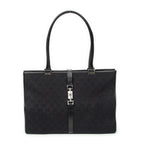 Shoulder Bag Large Square Tote Black Monogrammed Canvas