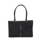 Shoulder Bag Large Square Tote Black Monogrammed Canvas