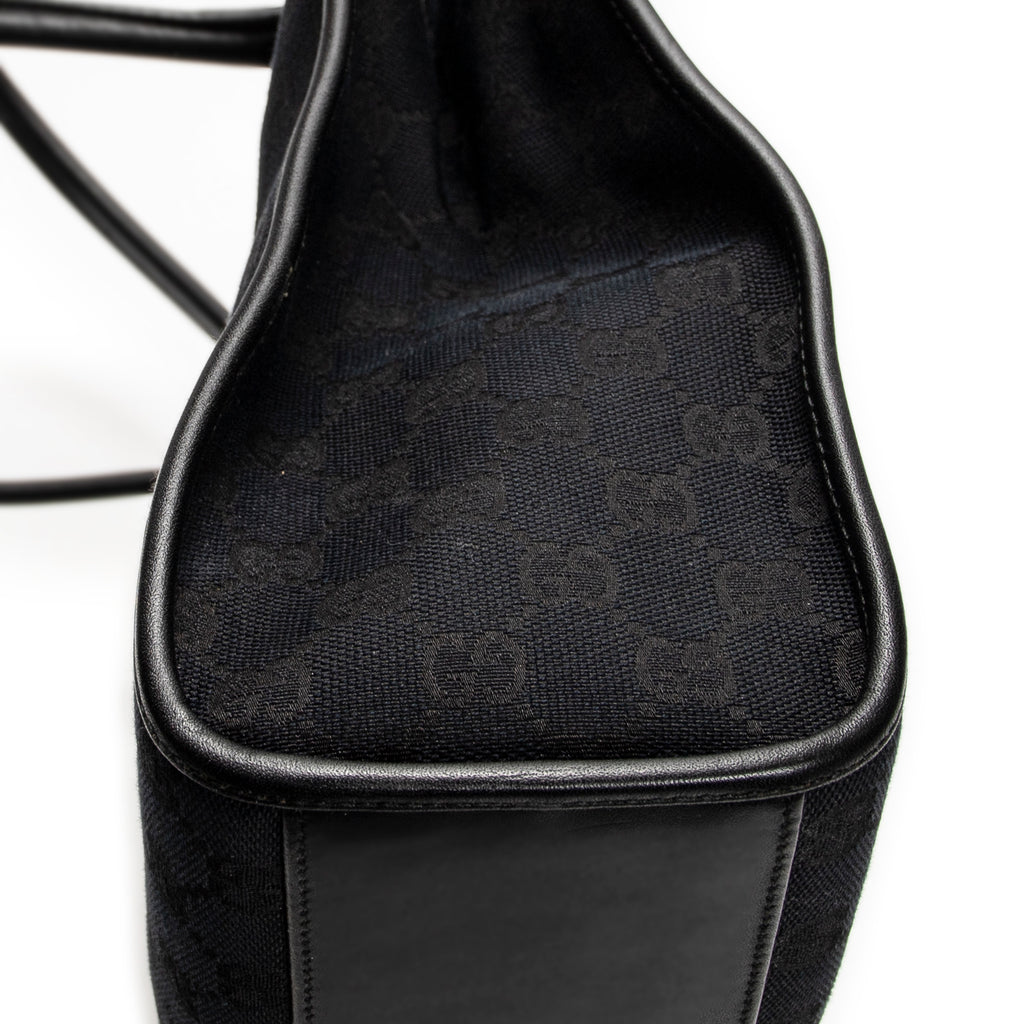 Shoulder Bag Large Square Tote Black Monogrammed Canvas