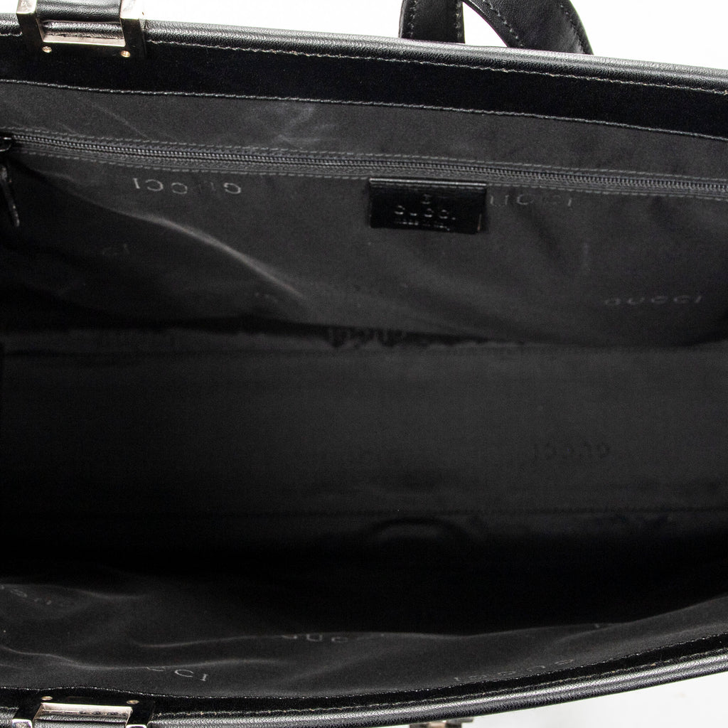 Shoulder Bag Large Square Tote Black Monogrammed Canvas