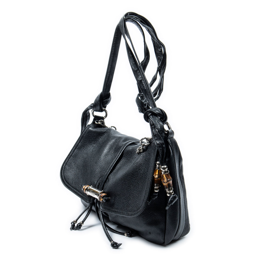 Shoulder Bag Large Jungle Messenger Black Grained Calfskin Leather