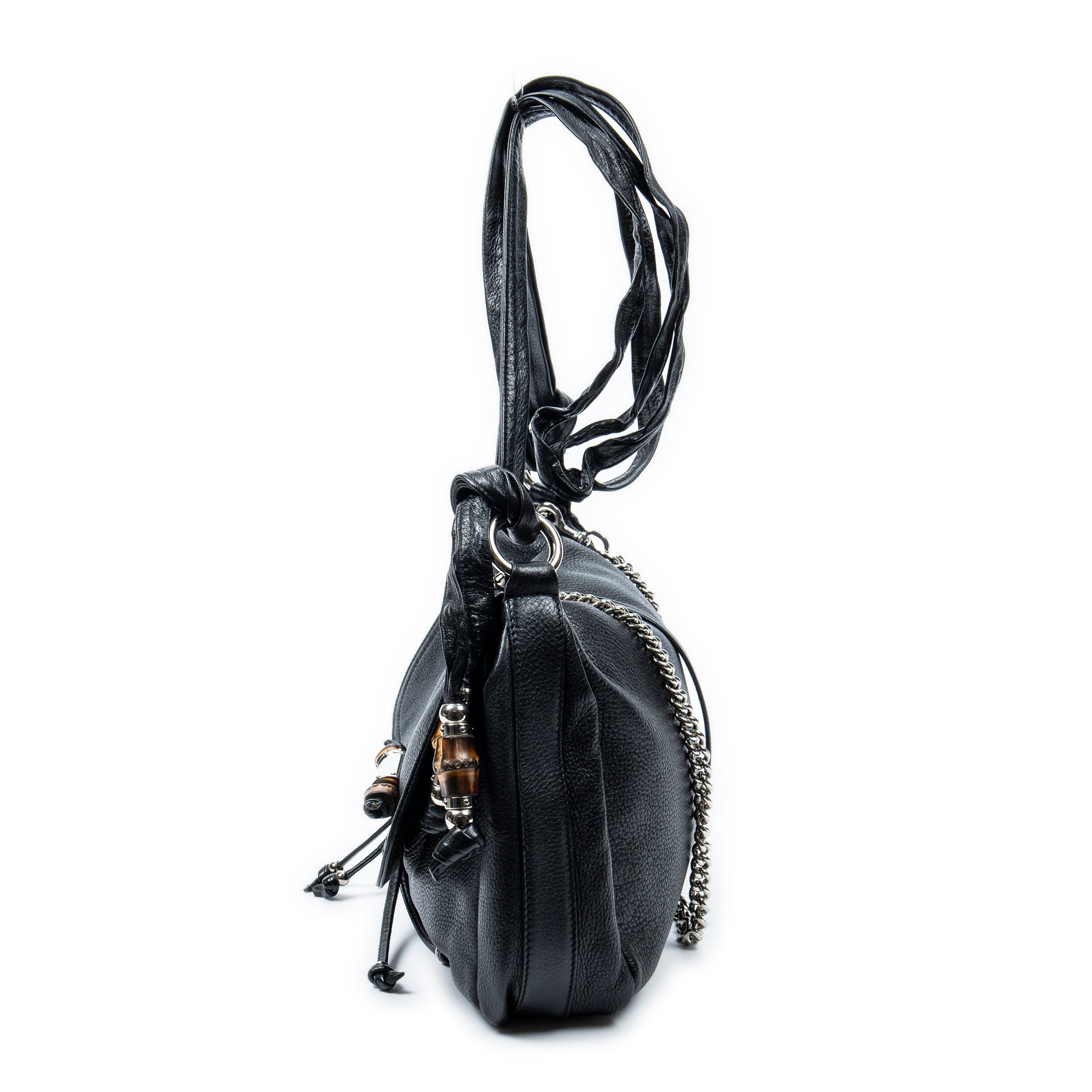 Shoulder Bag Large Jungle Messenger Black Grained Calfskin Leather