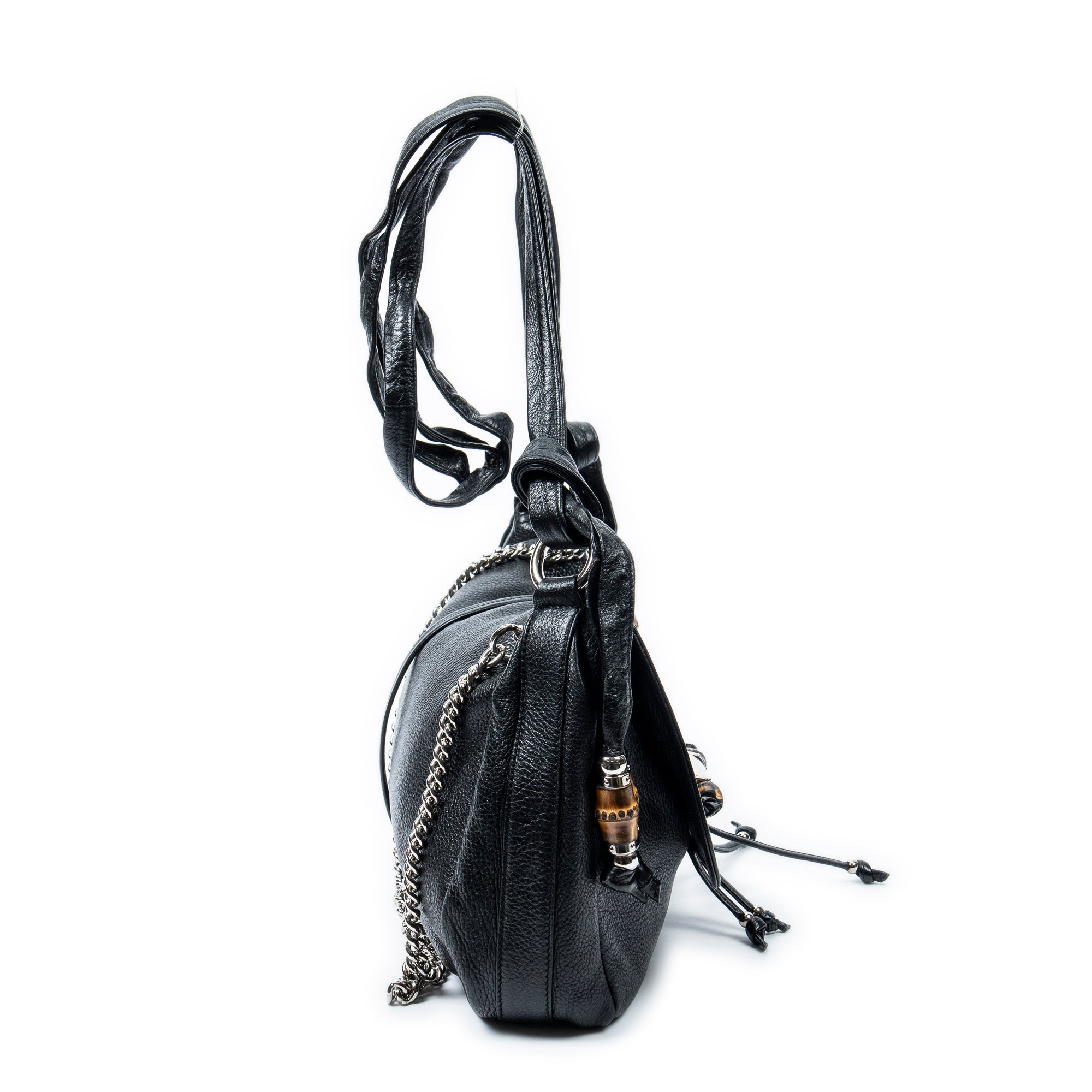 Shoulder Bag Large Jungle Messenger Black Grained Calfskin Leather