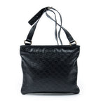 Shoulder Bag Large Square Zip Messenger Black Guccissima Leather