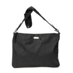 Shoulder Bag Large Flat Messenger Black Monogrammed Nylon Canvas