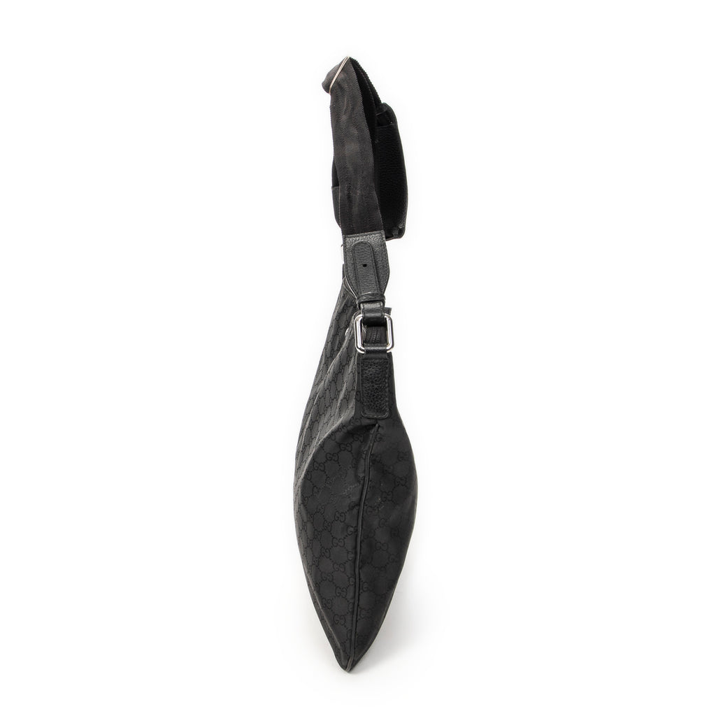 Bandolera Grande Plana Mensajero Negra Lona de Nailon Monogramada