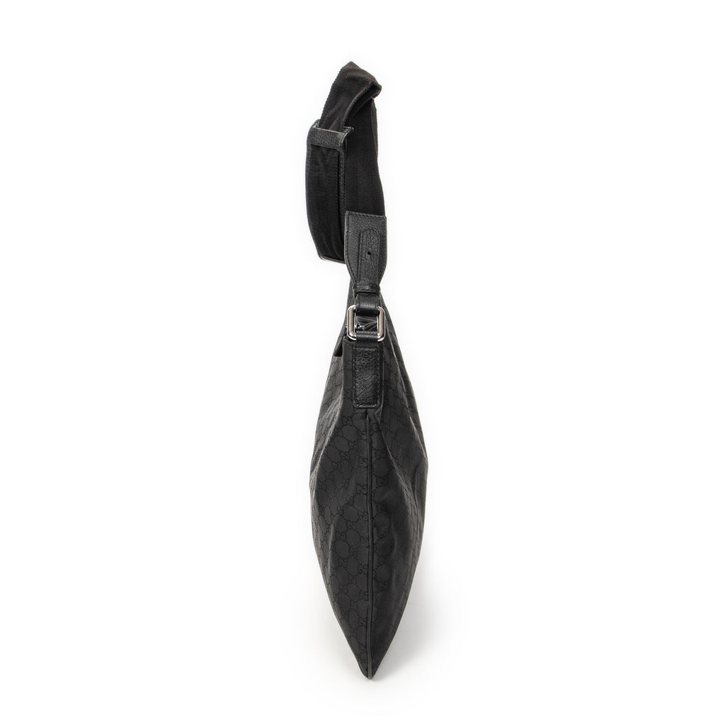 Shoulder Bag Large Flat Messenger Black Monogrammed Nylon Canvas